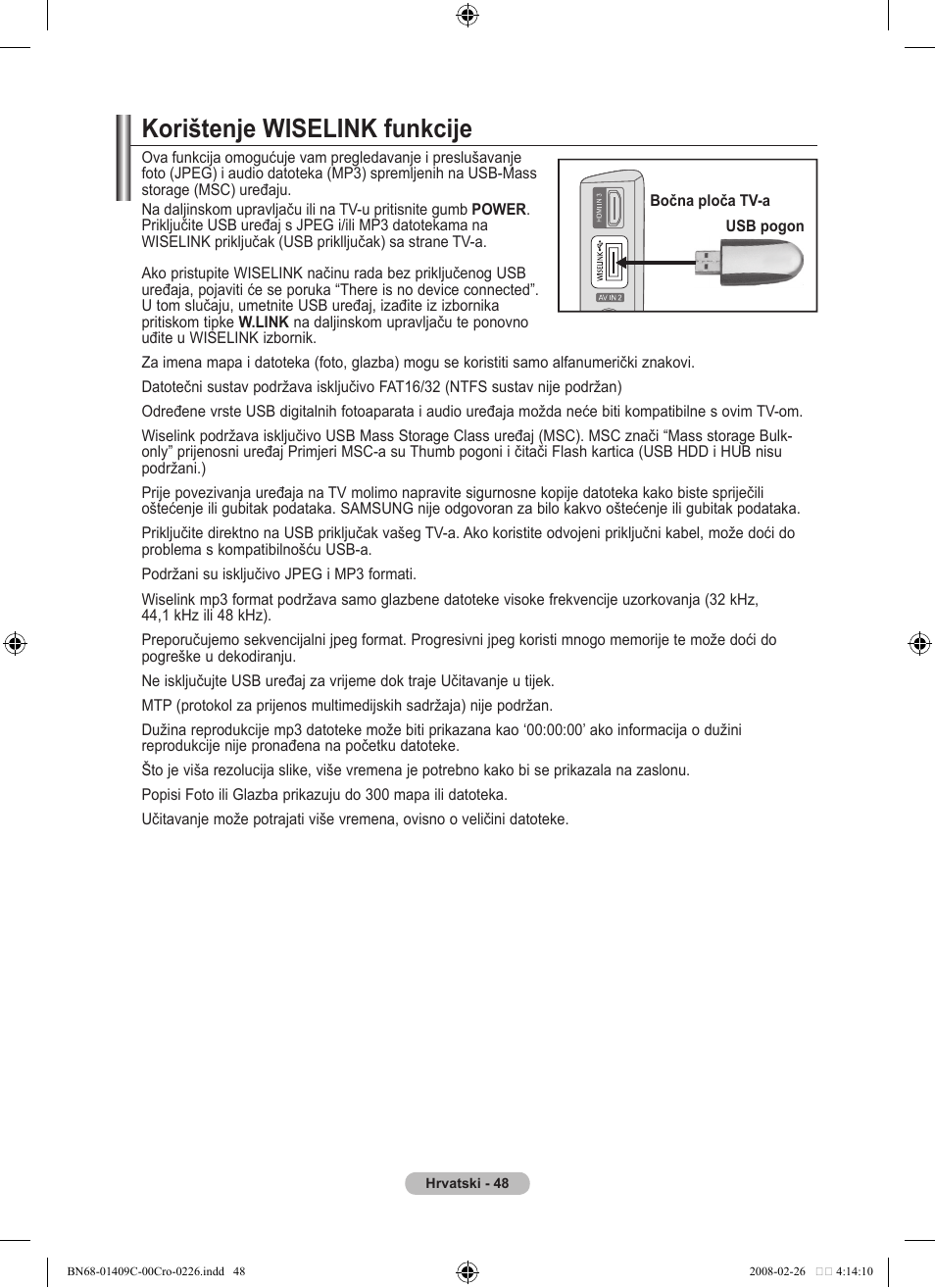 Korištenje wiselink funkcije | Samsung LE52A559P4F User Manual | Page 400 / 632