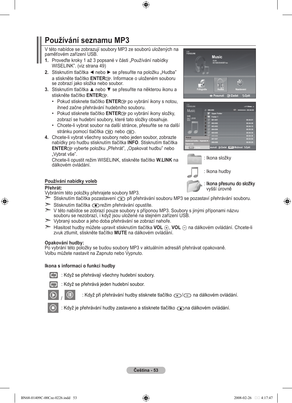 Používání seznamu mp | Samsung LE52A559P4F User Manual | Page 475 / 632