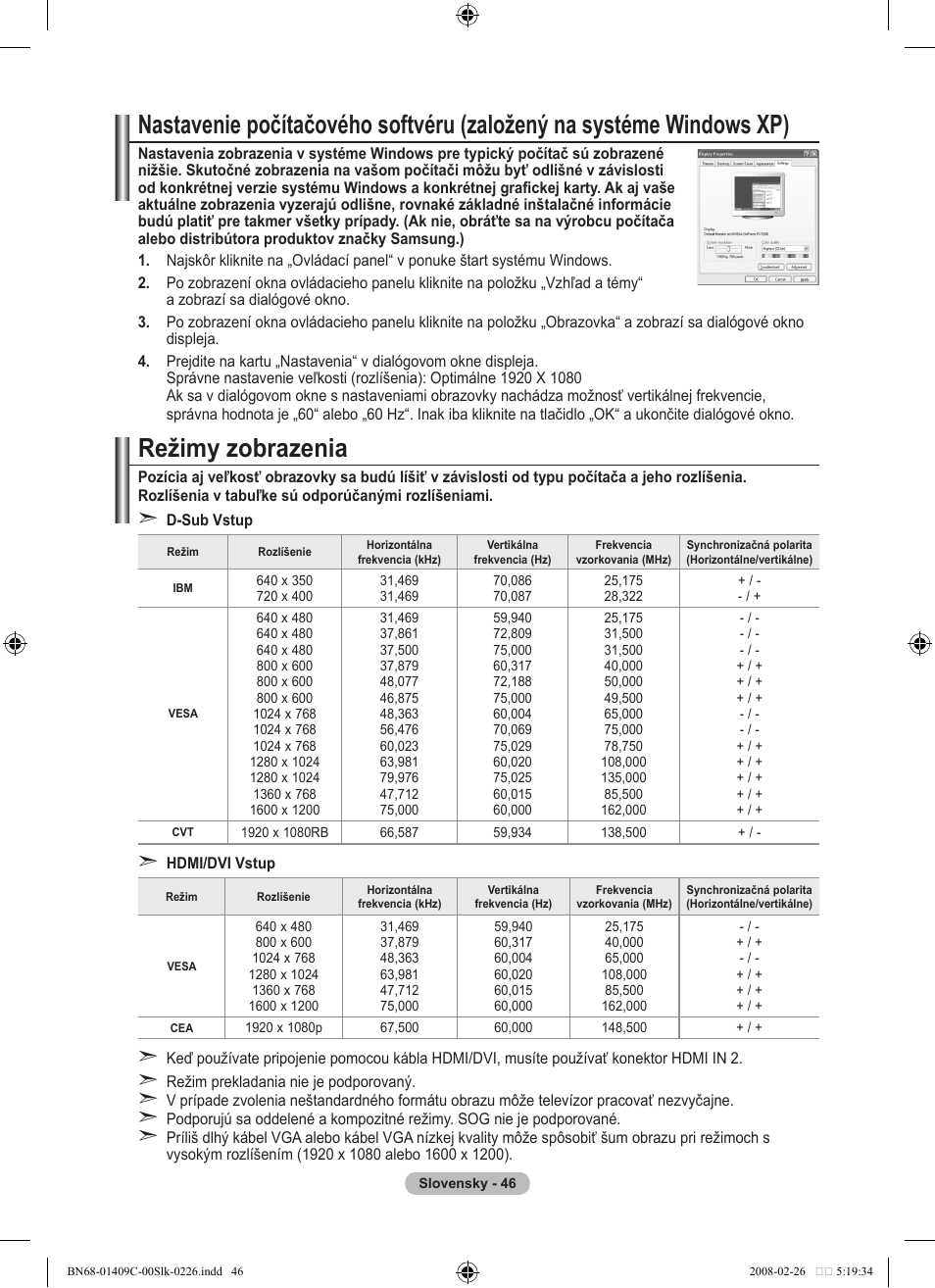 Režimy zobrazenia | Samsung LE52A559P4F User Manual | Page 538 / 632