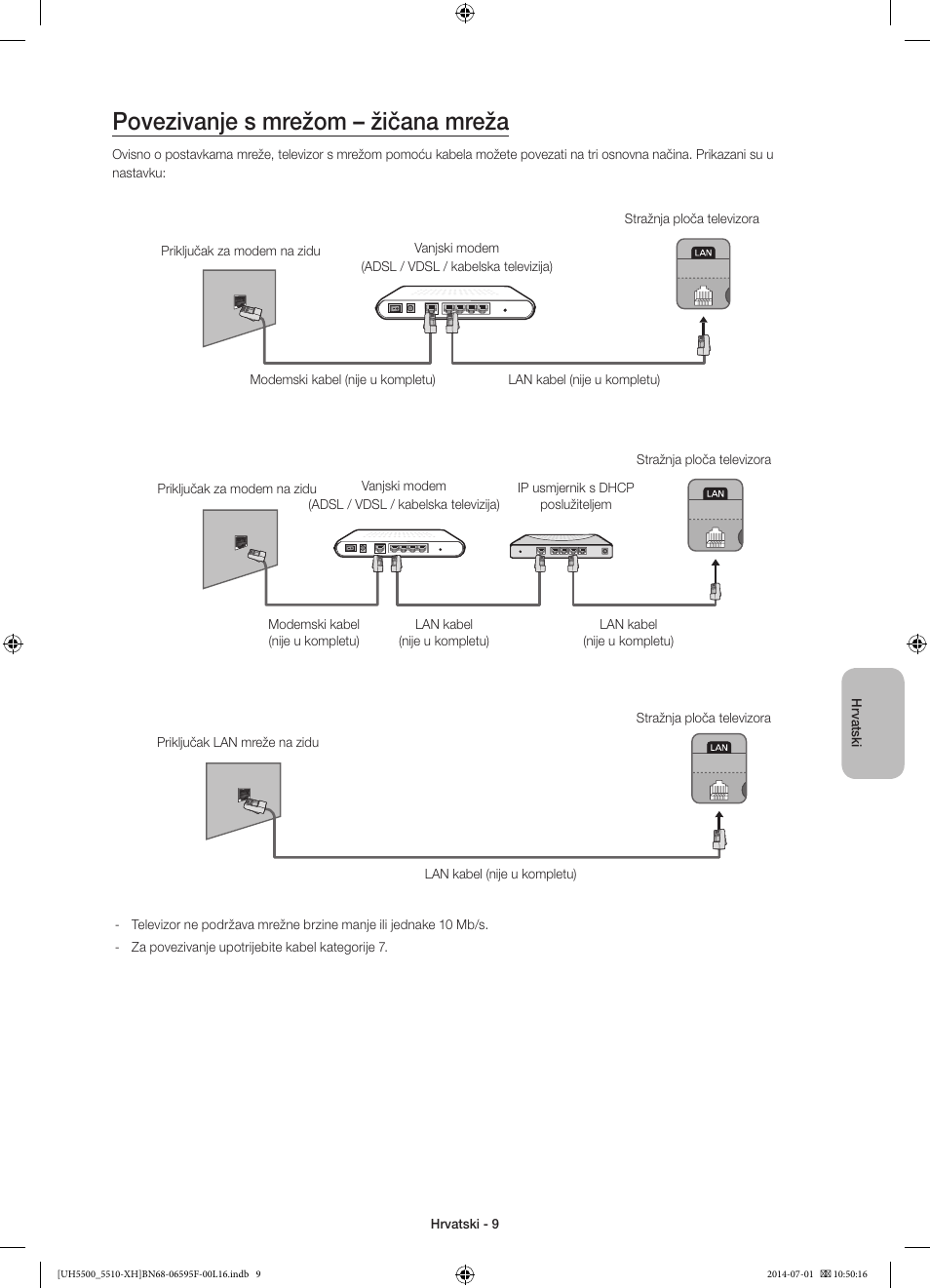 Povezivanje s mrežom – žičana mreža | Samsung UE40H5500AW User Manual | Page 109 / 321