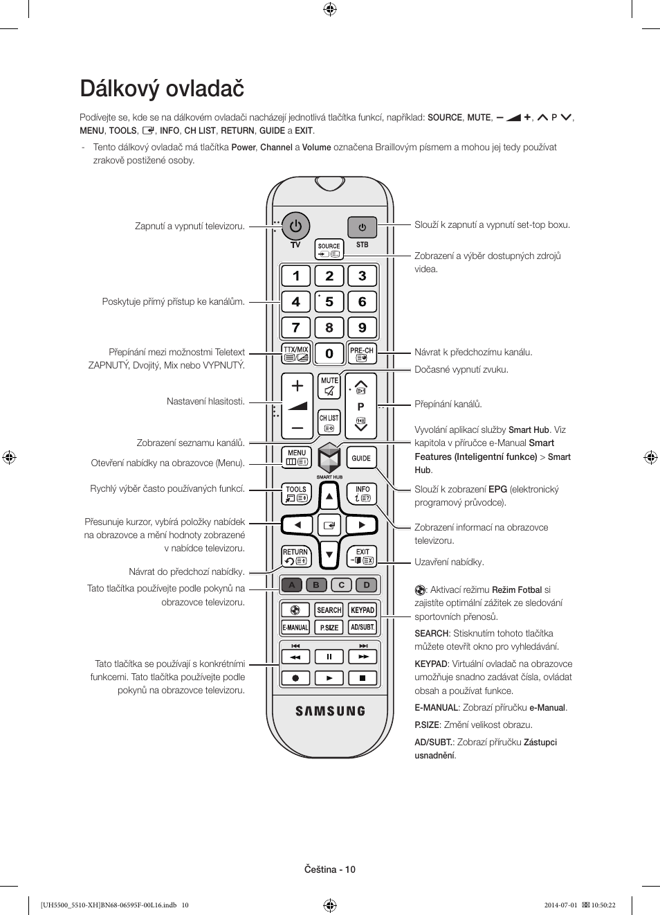 Dálkový ovladač | Samsung UE40H5500AW User Manual | Page 130 / 321