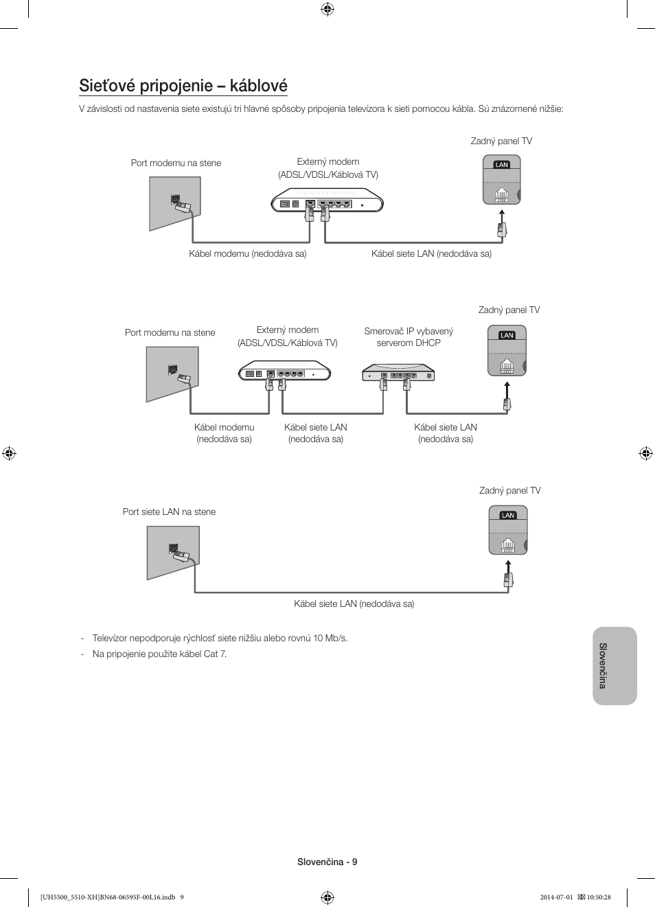 Sieťové pripojenie – káblové | Samsung UE40H5500AW User Manual | Page 149 / 321