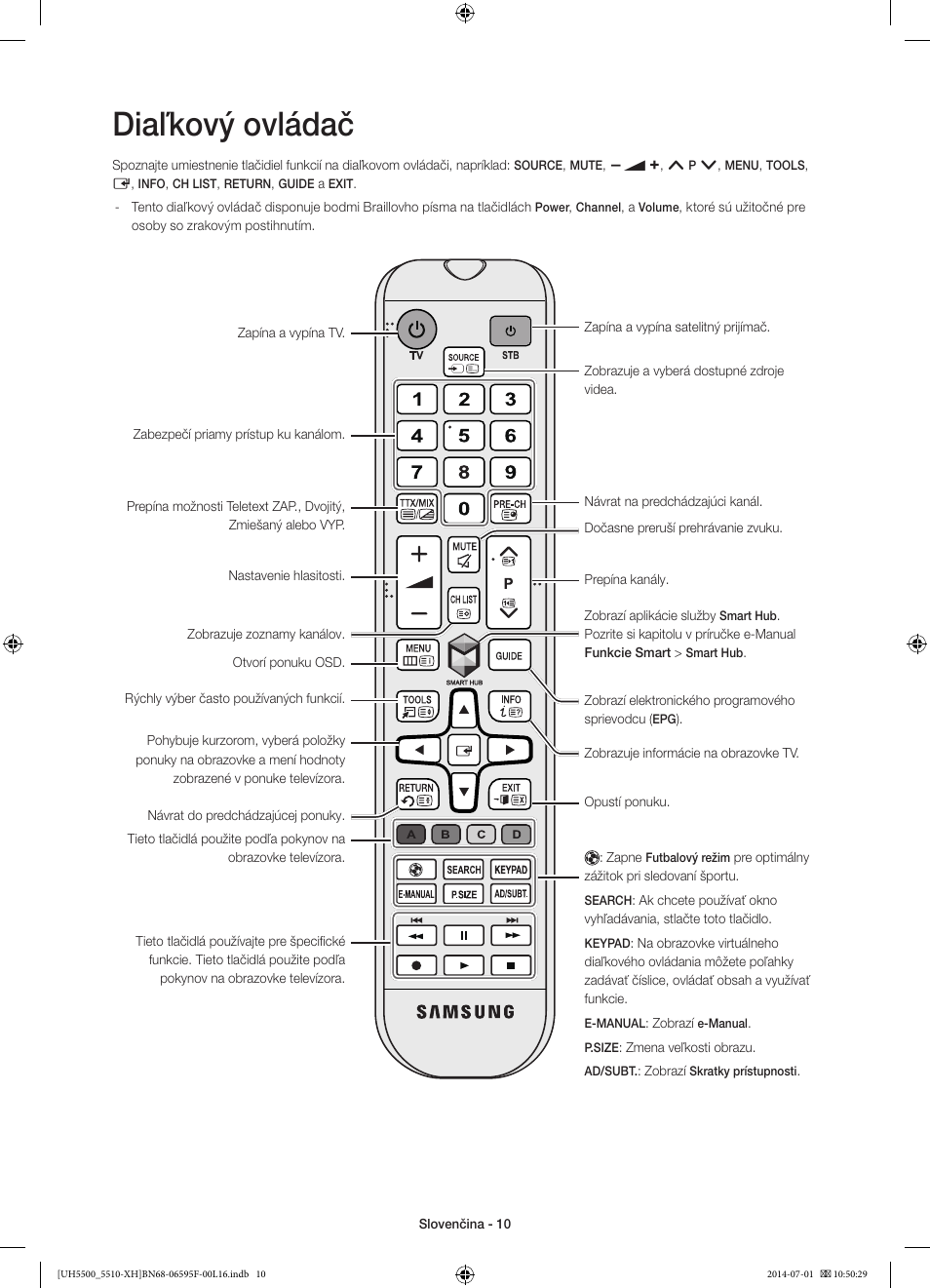 Diaľkový ovládač | Samsung UE40H5500AW User Manual | Page 150 / 321
