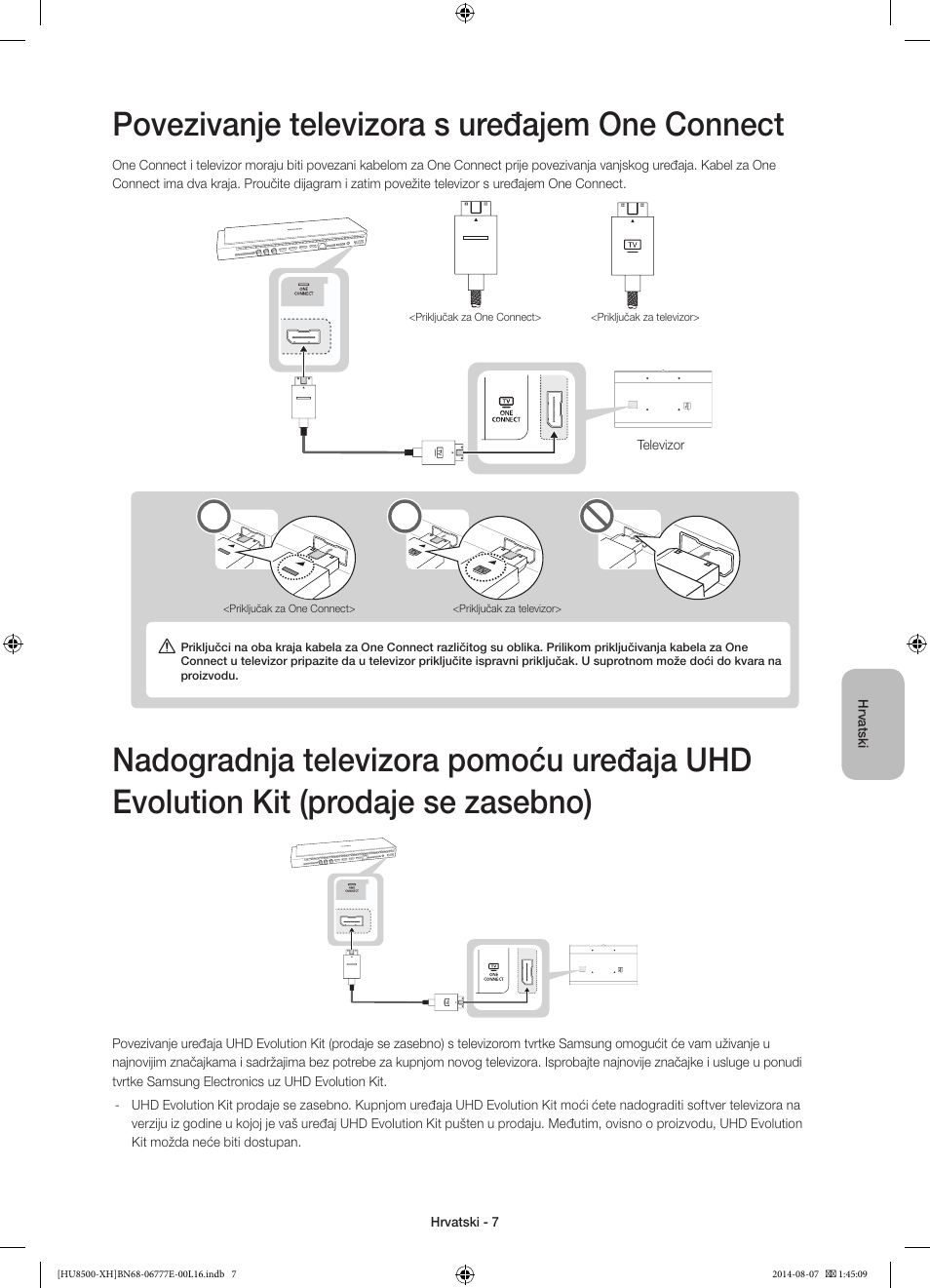 Povezivanje televizora s uređajem one connect | Samsung UE65HU8500L User Manual | Page 127 / 386