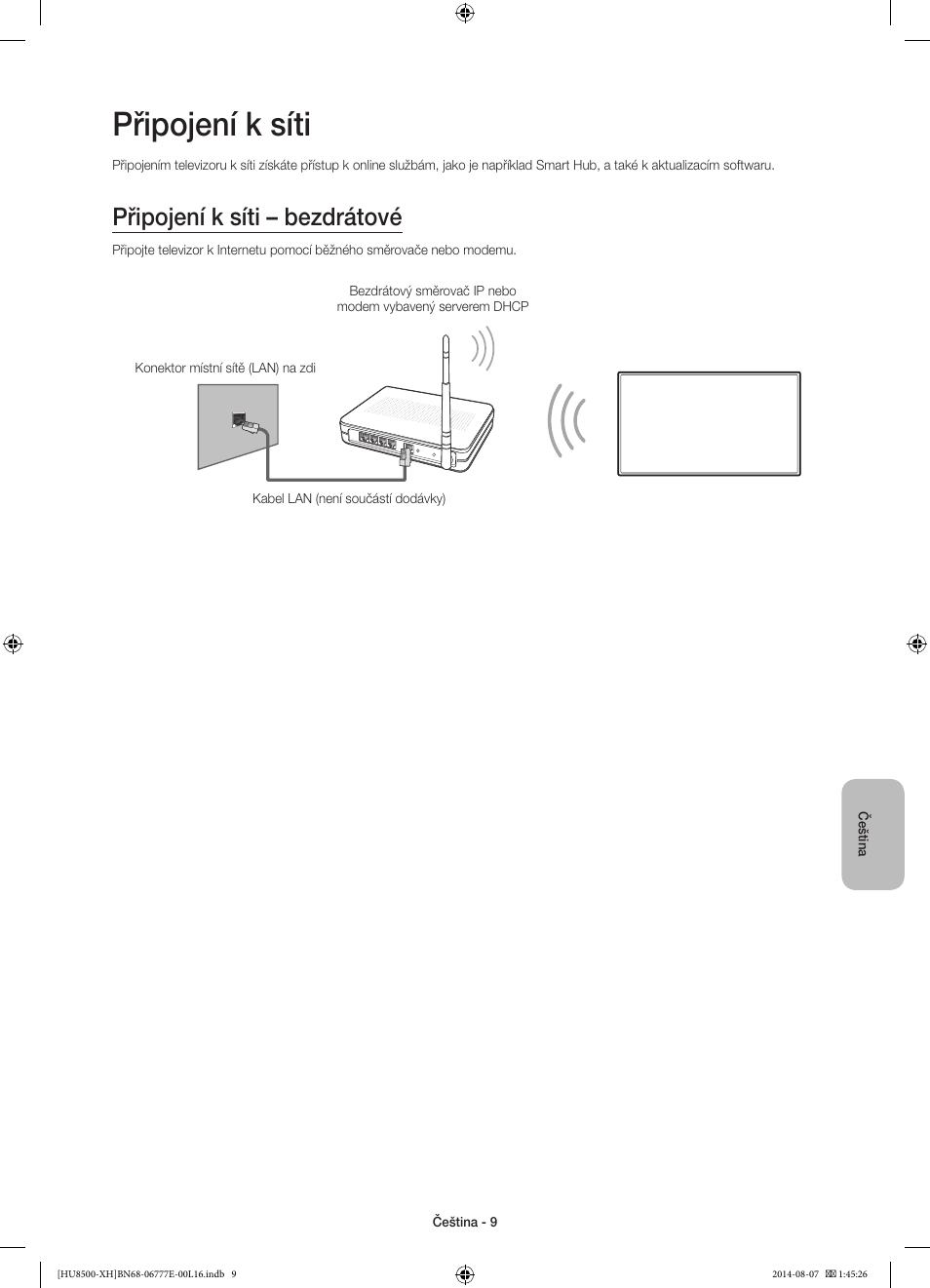 Připojení k síti, Připojení k síti – bezdrátové | Samsung UE65HU8500L User Manual | Page 153 / 386