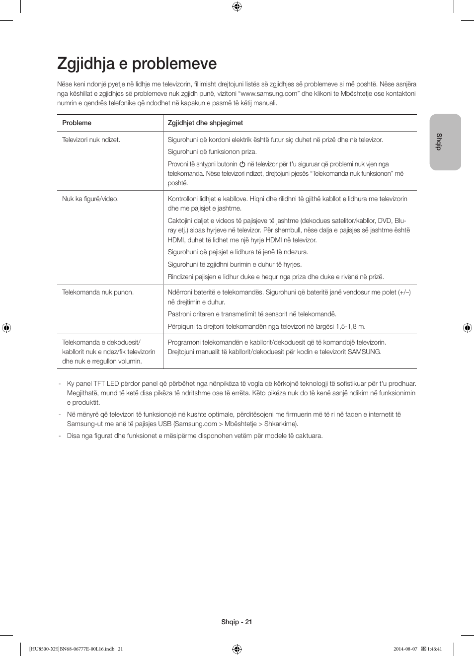 Zgjidhja e problemeve | Samsung UE65HU8500L User Manual | Page 261 / 386