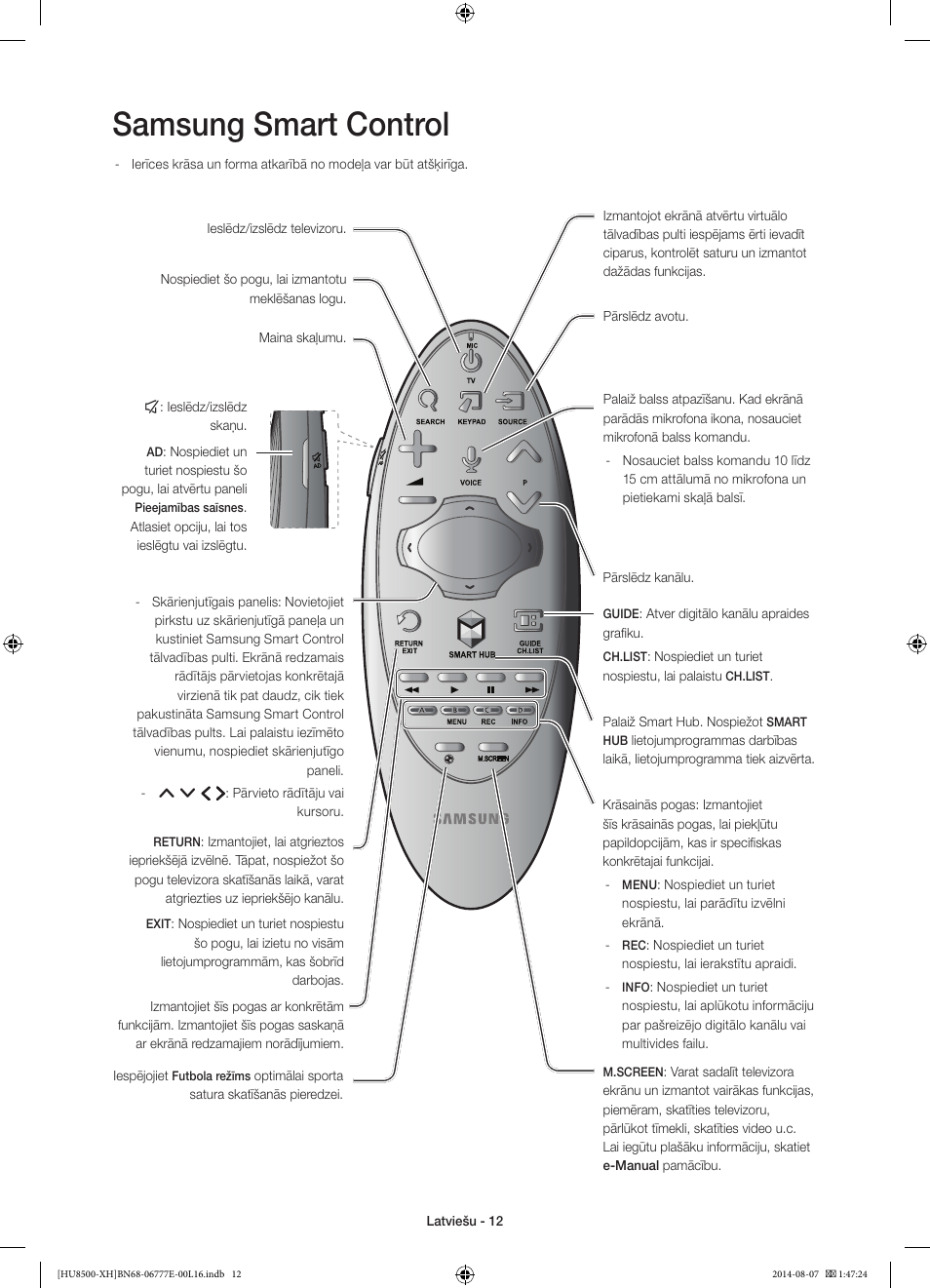 Samsung smart control | Samsung UE65HU8500L User Manual | Page 324 / 386