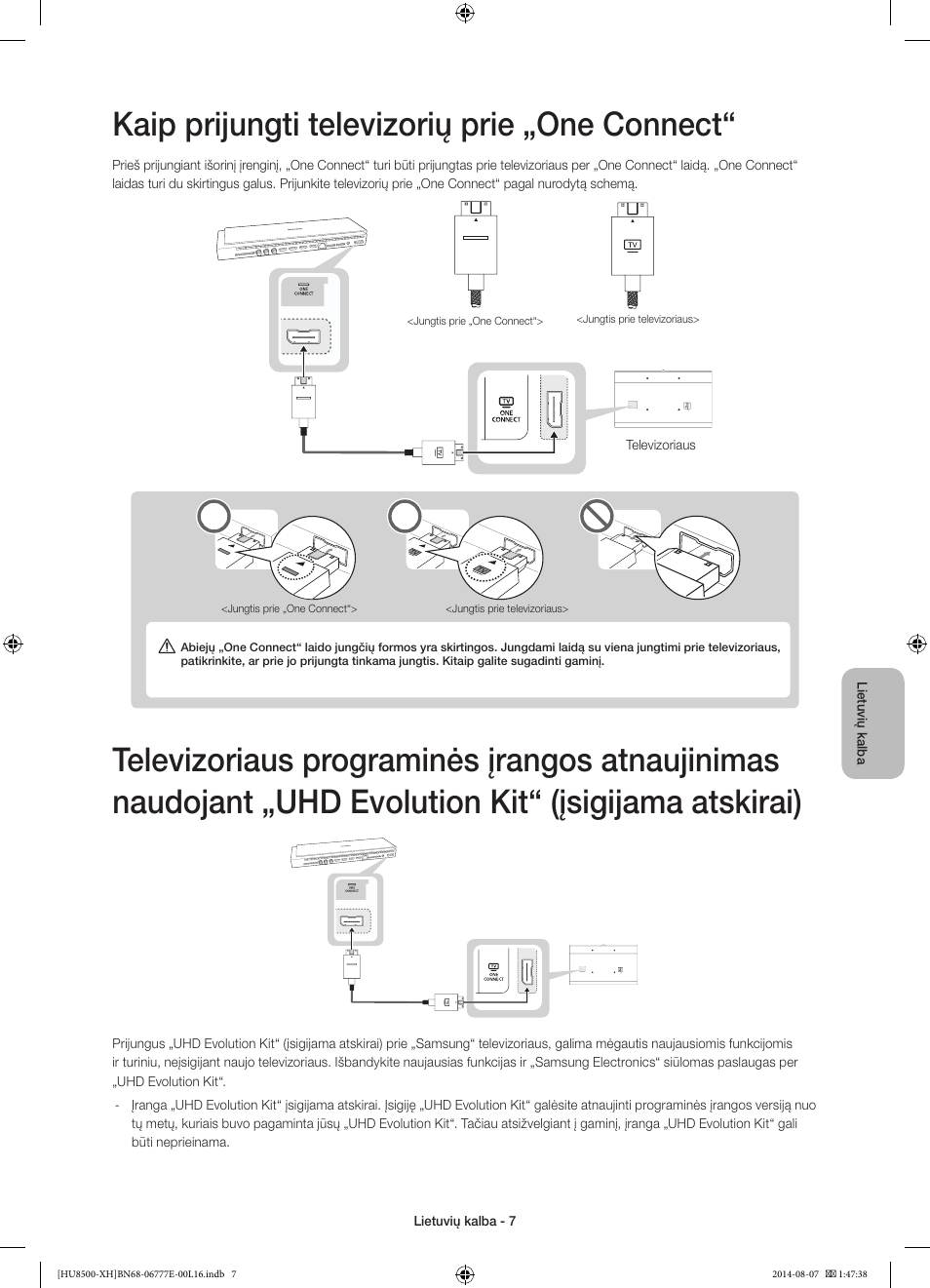 Kaip prijungti televizorių prie „one connect | Samsung UE65HU8500L User Manual | Page 343 / 386