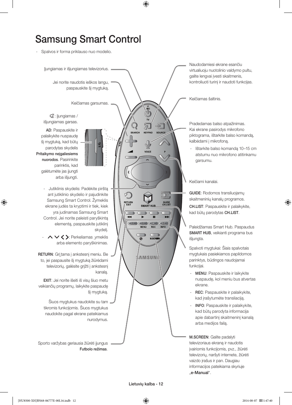 Samsung smart control | Samsung UE65HU8500L User Manual | Page 348 / 386