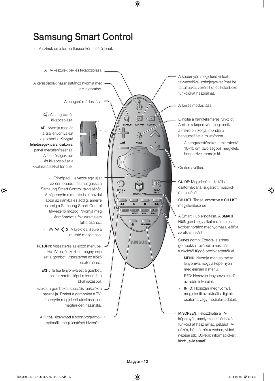 Samsung smart control | Samsung UE65HU8500L User Manual | Page 36 / 386