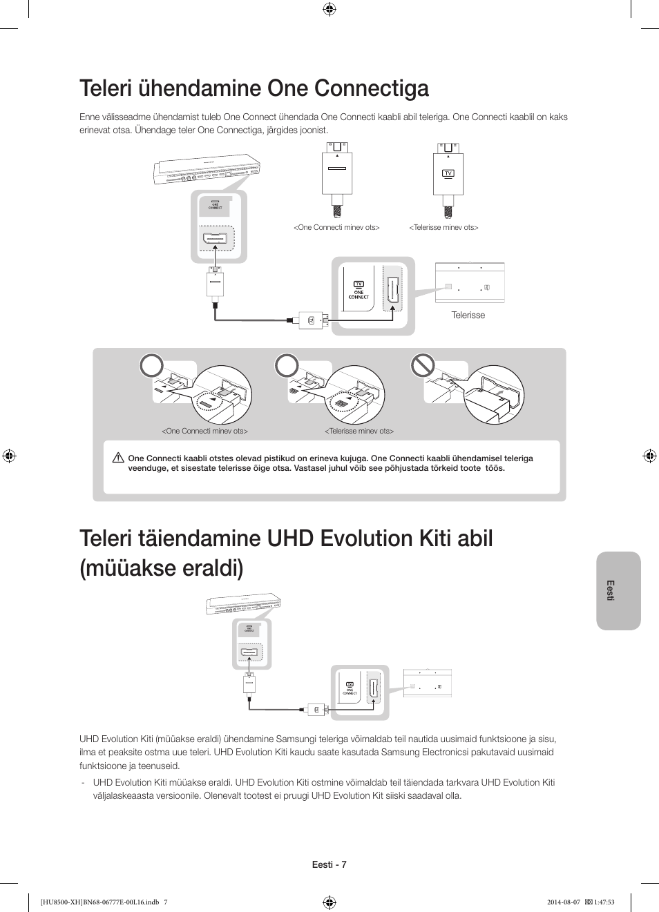 Teleri ühendamine one connectiga | Samsung UE65HU8500L User Manual | Page 367 / 386