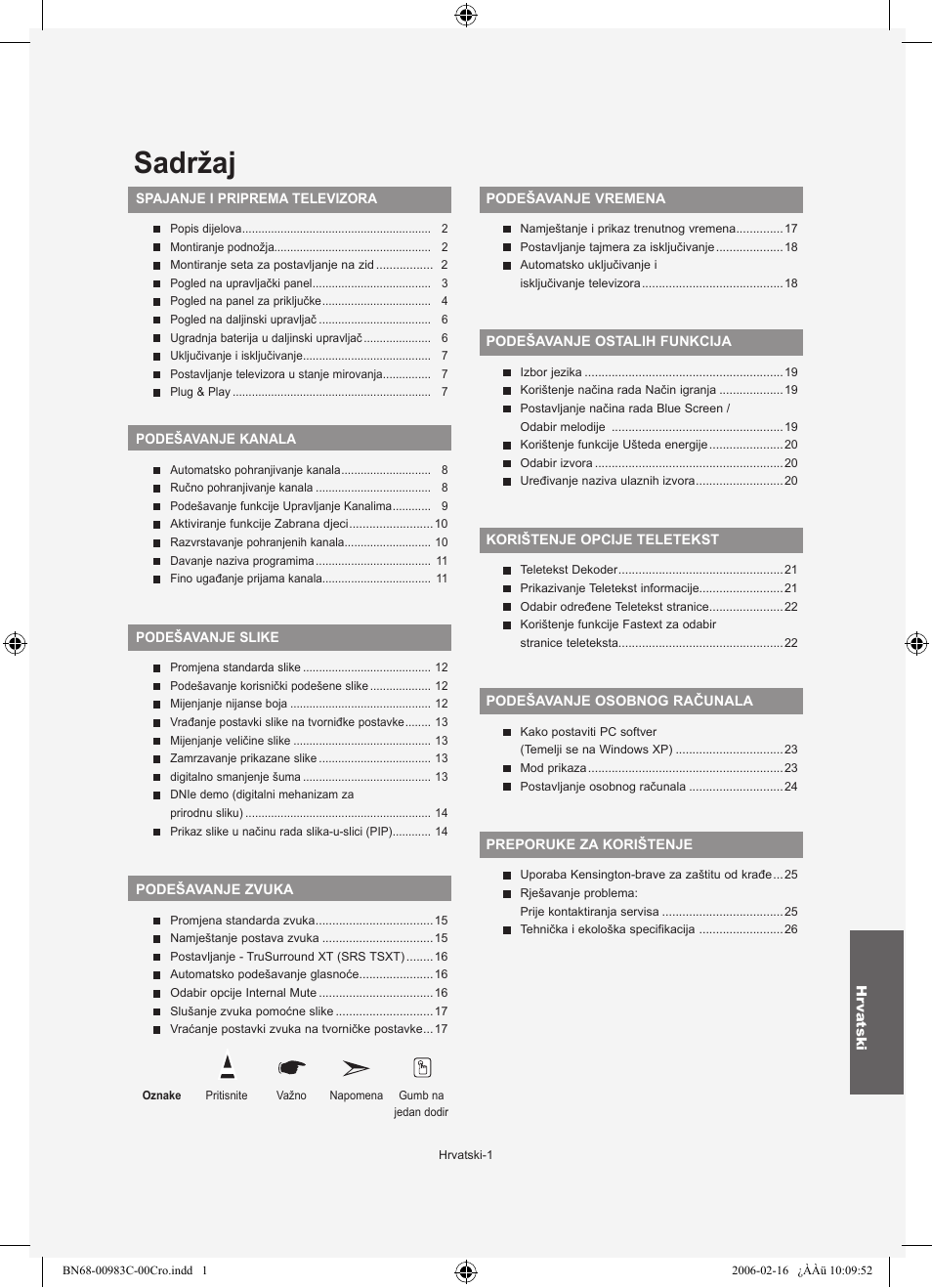 Sadržaj | Samsung LE26R71B User Manual | Page 159 / 211