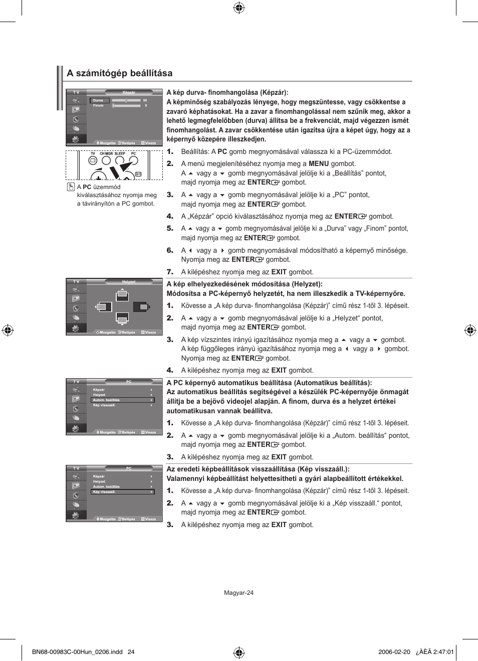 A számítógép beállítása | Samsung LE26R71B User Manual | Page 52 / 211