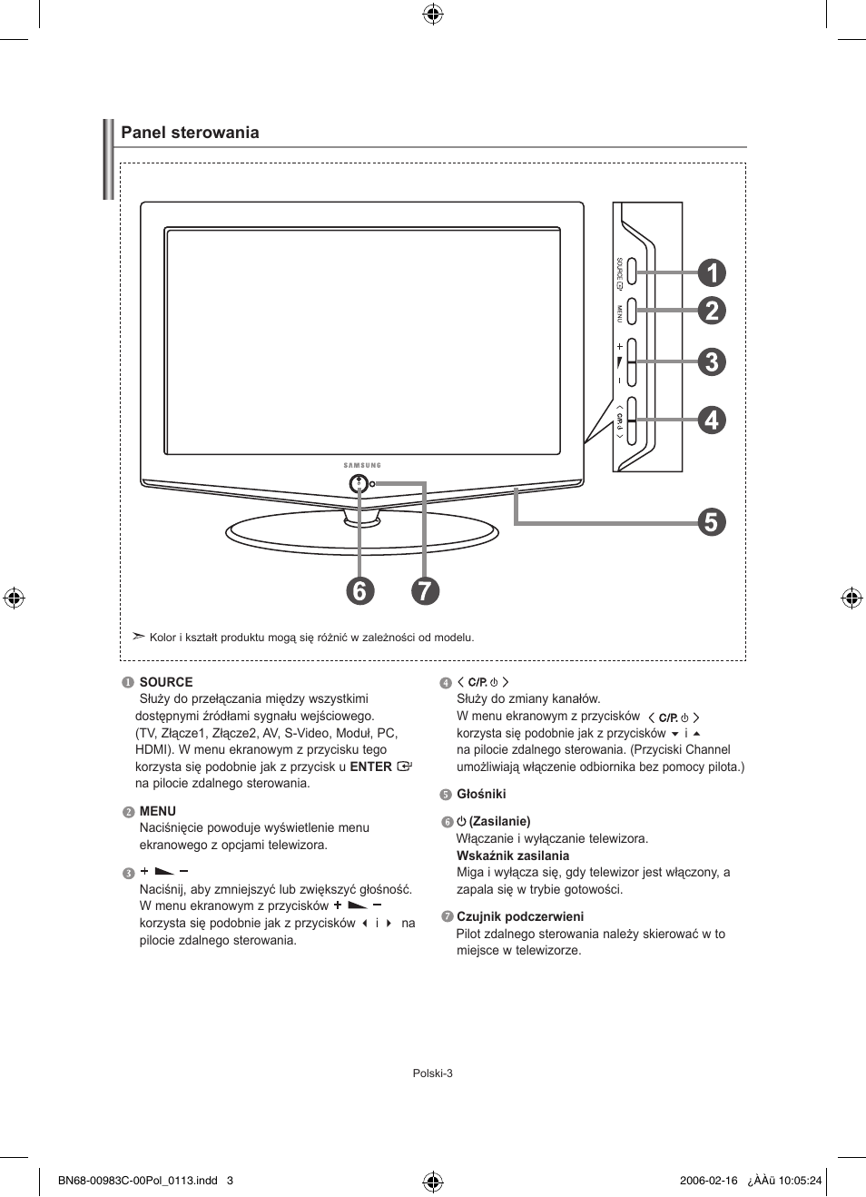 Panel sterowania | Samsung LE26R71B User Manual | Page 57 / 211
