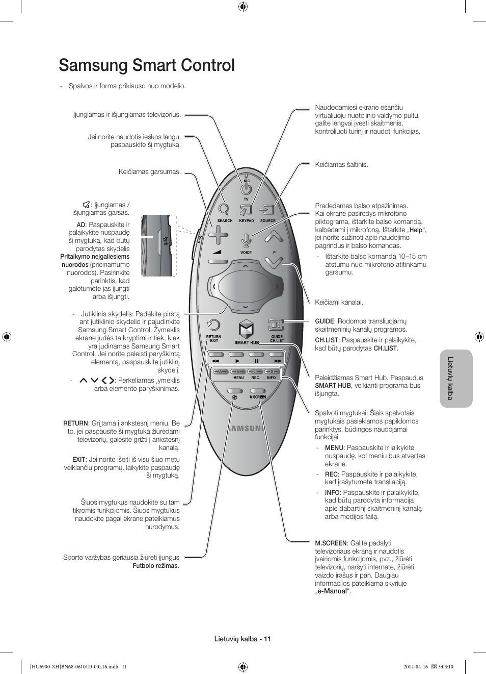 Samsung smart control | Samsung UE55HU6900S User Manual | Page 347 / 385