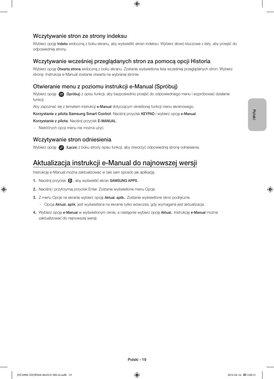 Wczytywanie stron ze strony indeksu, Wczytywanie stron odniesienia | Samsung UE55HU6900S User Manual | Page 67 / 385