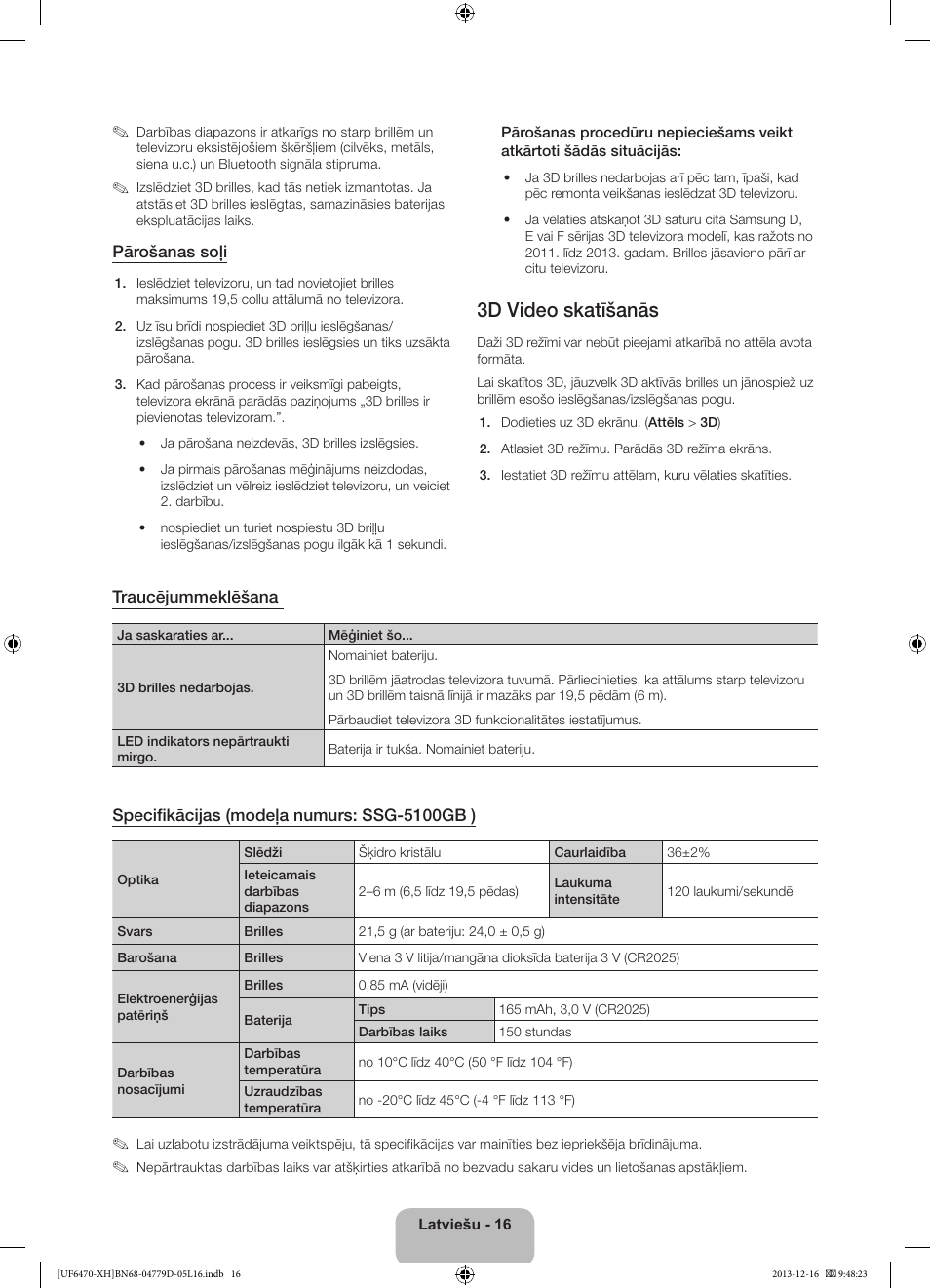 3d video skatīšanās | Samsung UE50F6670SS User Manual | Page 328 / 385