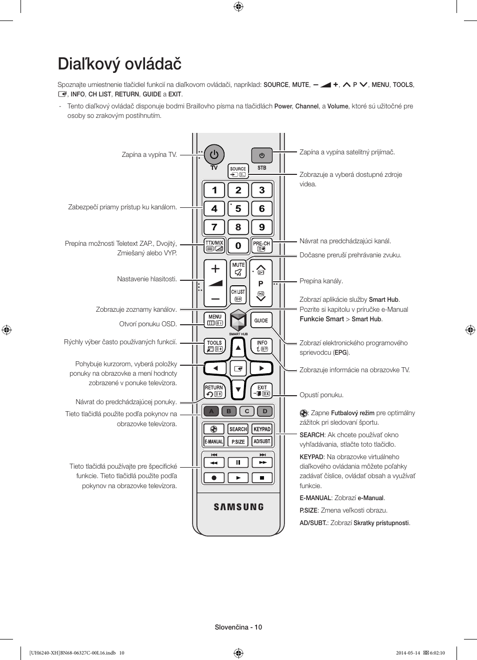 Diaľkový ovládač | Samsung UE60H6270SS User Manual | Page 150 / 321