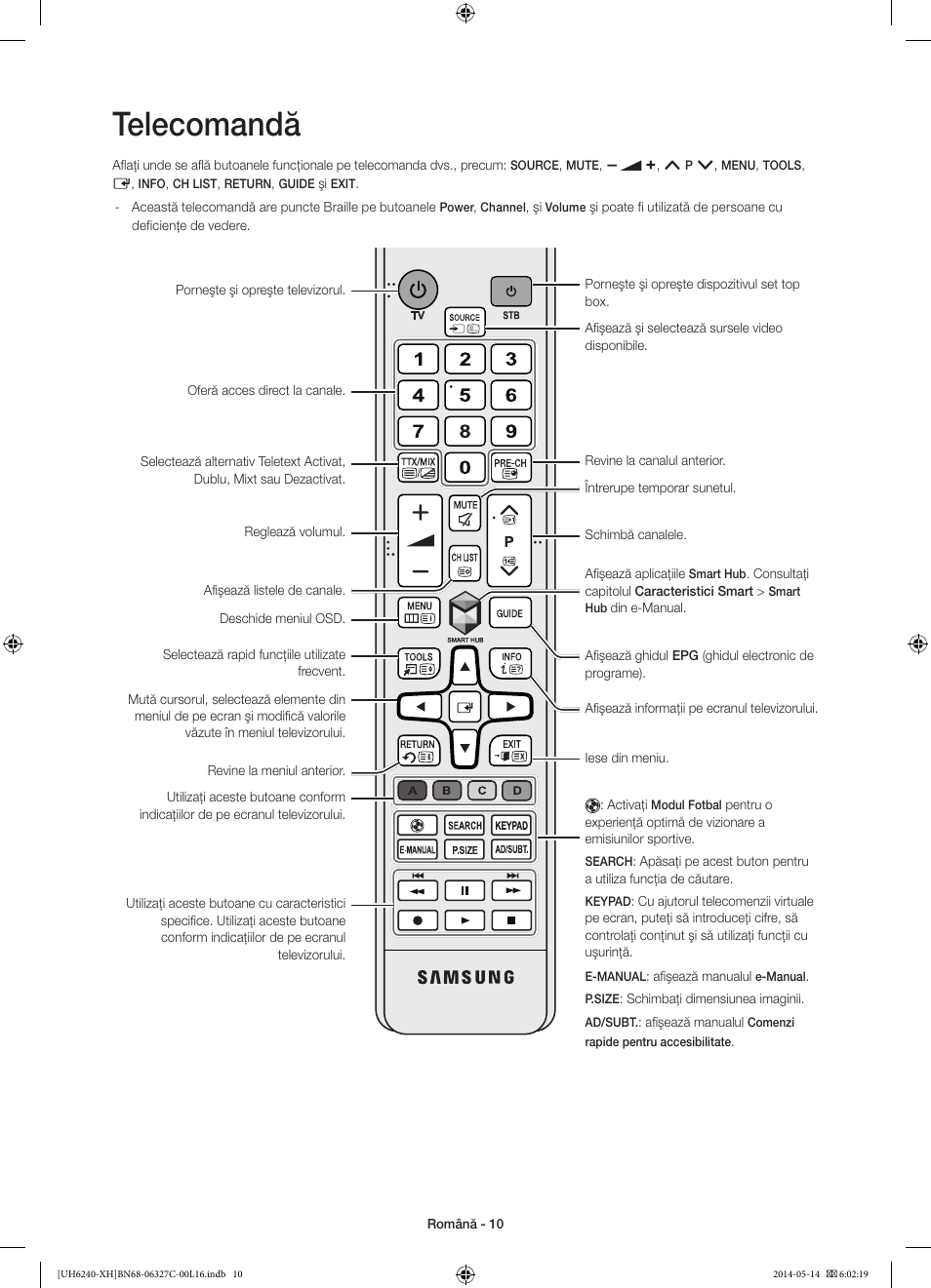 Telecomandă | Samsung UE60H6270SS User Manual | Page 170 / 321
