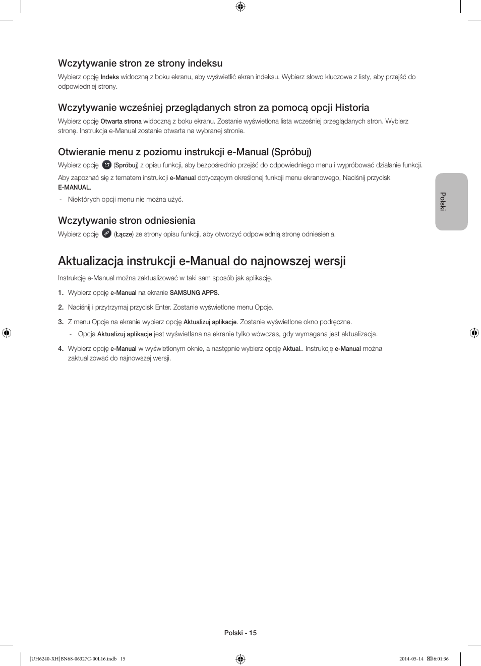 Wczytywanie stron ze strony indeksu, Wczytywanie stron odniesienia | Samsung UE60H6270SS User Manual | Page 55 / 321