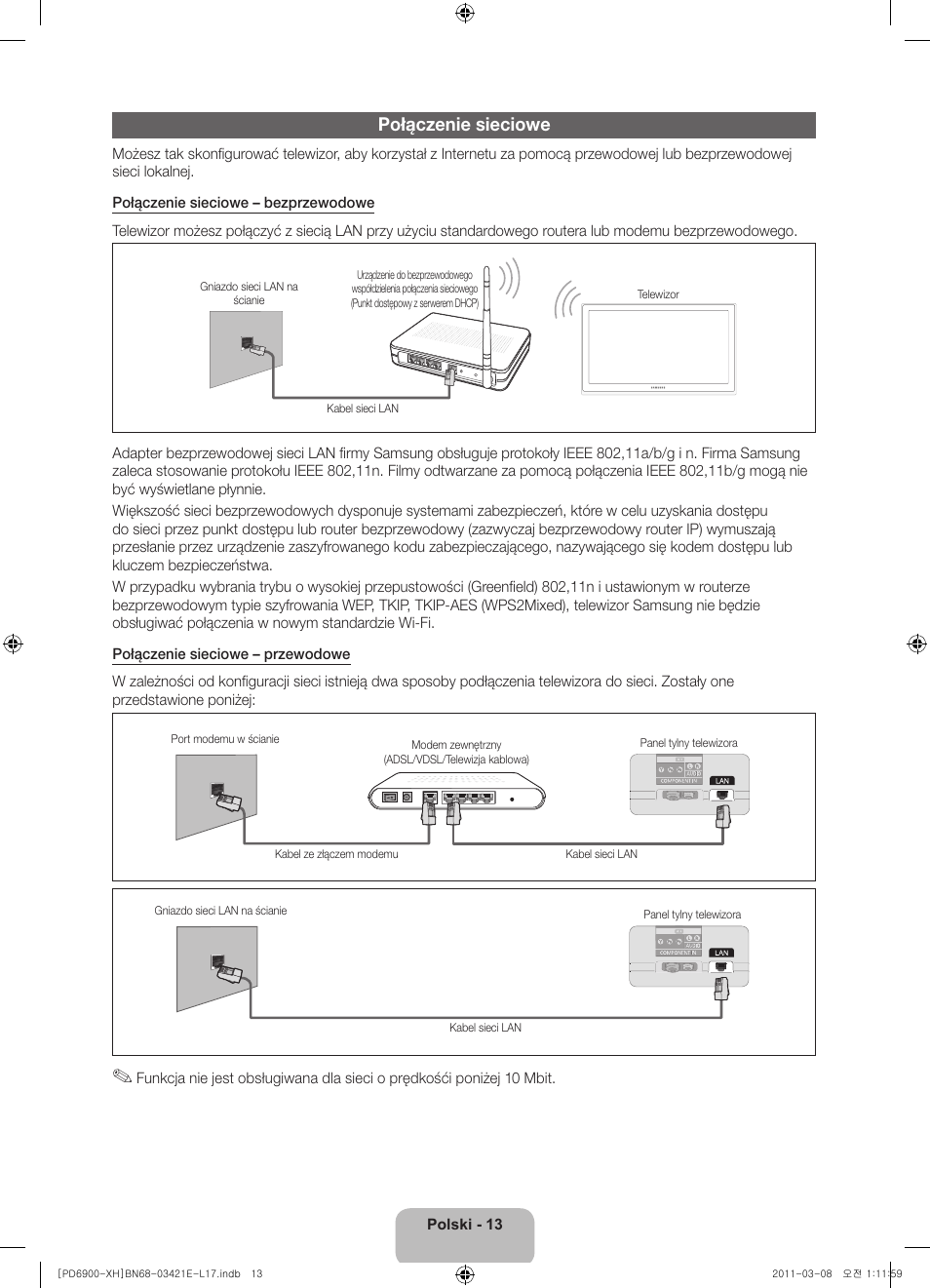 Połączenie sieciowe | Samsung PS51D6900DS User Manual | Page 51 / 310