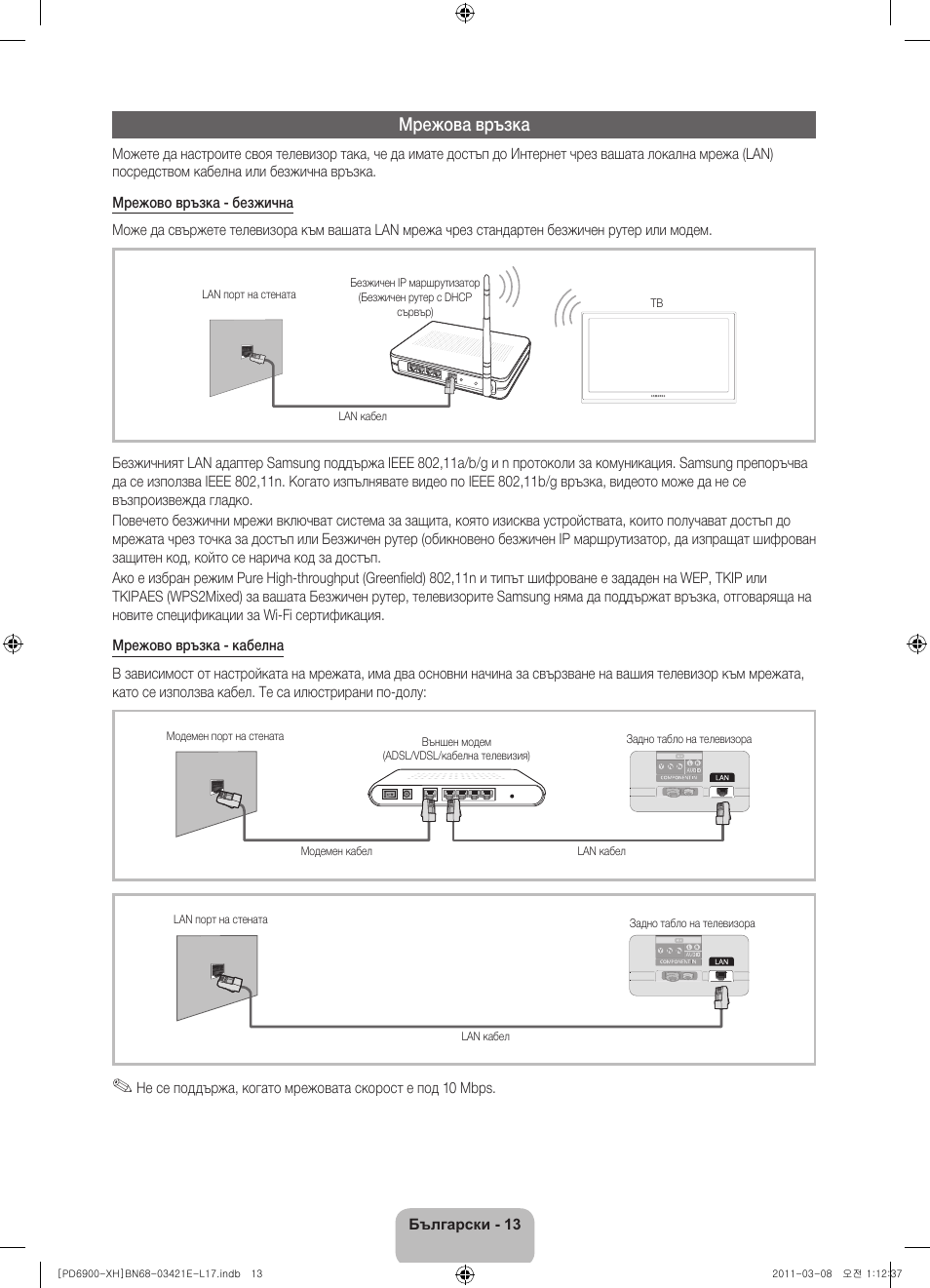 Мрежова връзка | Samsung PS51D6900DS User Manual | Page 87 / 310