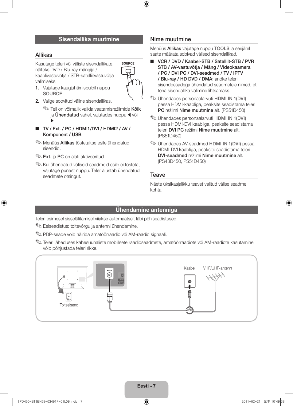 Samsung PS43D450A2W User Manual | Page 115 / 164