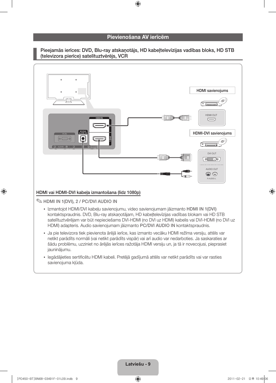 Pievienošana av ierīcēm | Samsung PS43D450A2W User Manual | Page 81 / 164