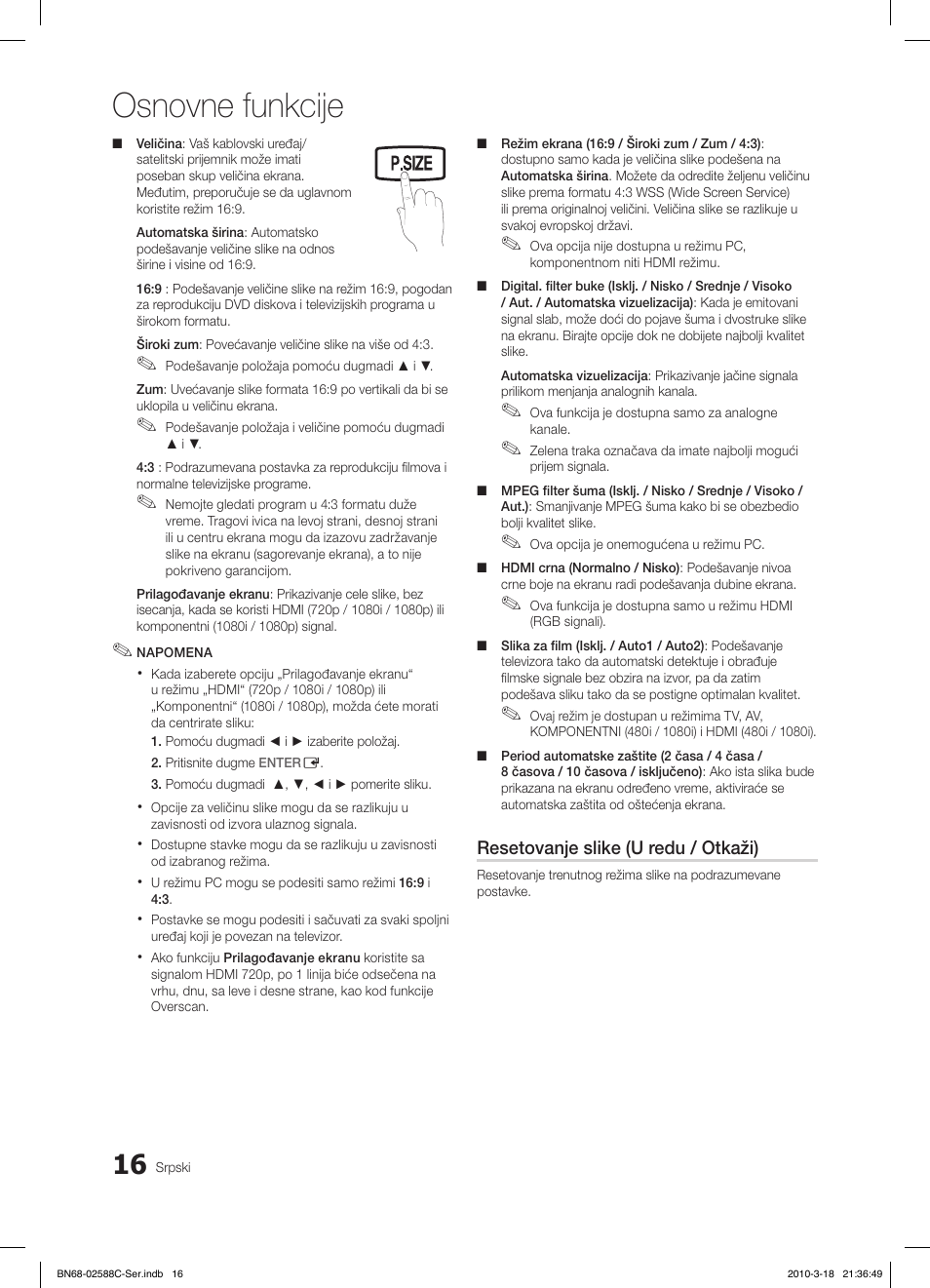 Osnovne funkcije, Fav.ch p.mode dual mts | Samsung LE19C350D1W User Manual | Page 313 / 331