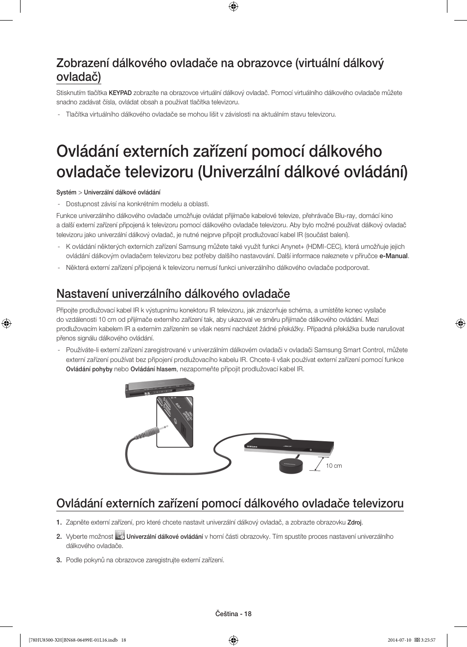 Nastavení univerzálního dálkového ovladače | Samsung UE78HU8500T User Manual | Page 162 / 385