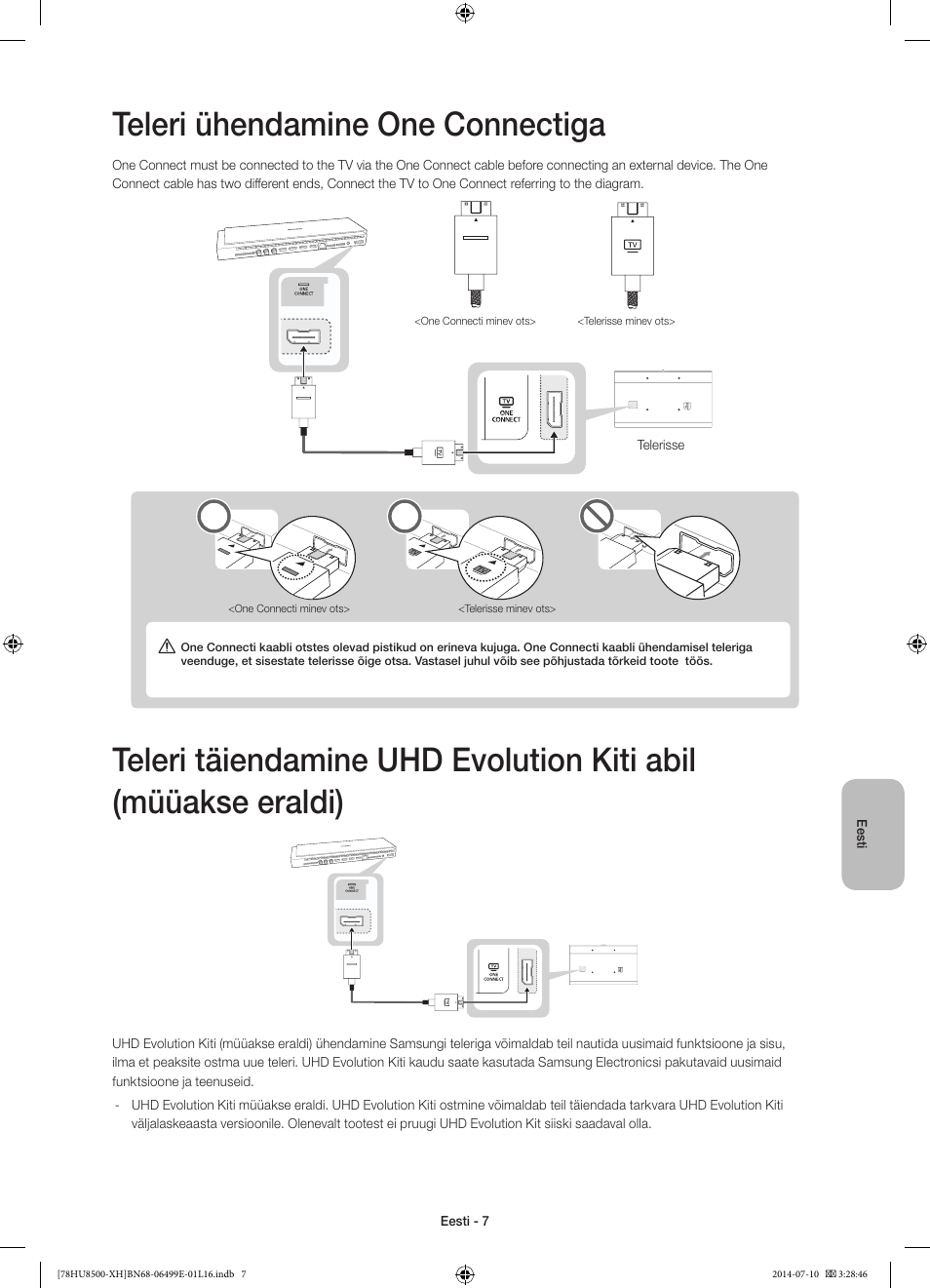 Teleri ühendamine one connectiga | Samsung UE78HU8500T User Manual | Page 367 / 385