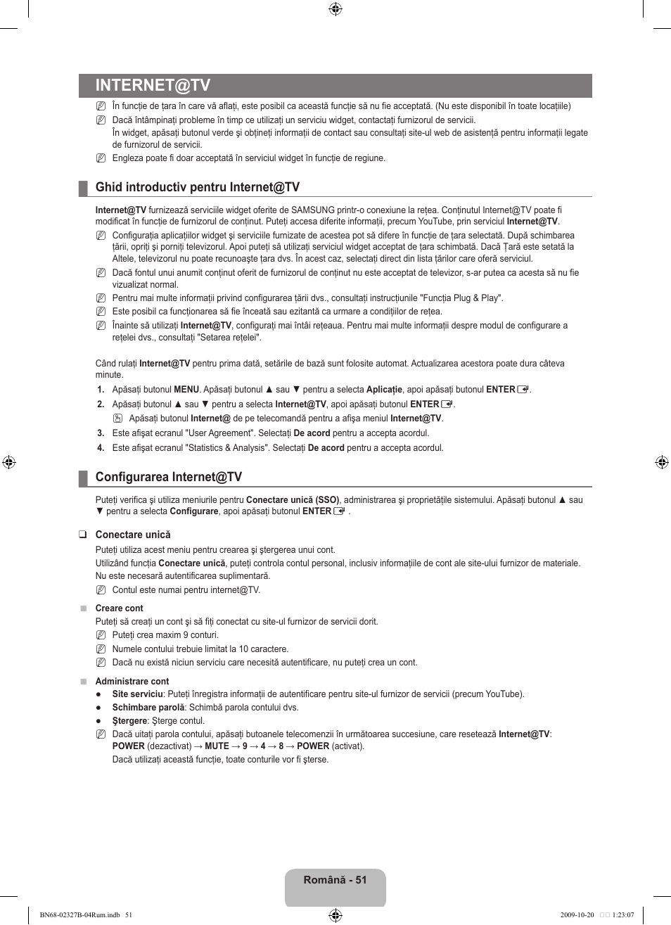 Internet@tv, Ghid introductiv pentru internet@tv, Configurarea internet@tv | Samsung LE46B750U1W User Manual | Page 593 / 680