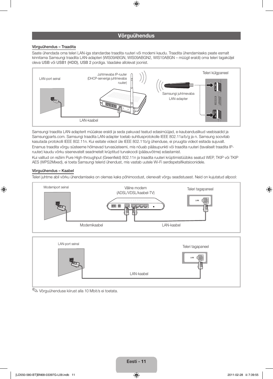 Võrguühendus | Samsung LE32D550K1W User Manual | Page 107 / 145