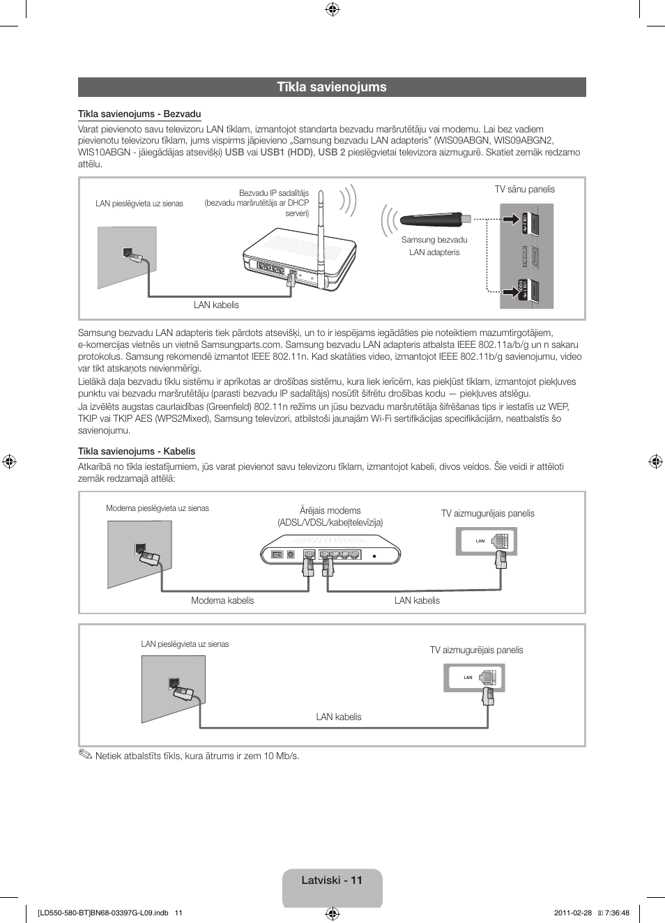 Tīkla savienojums | Samsung LE32D550K1W User Manual | Page 75 / 145