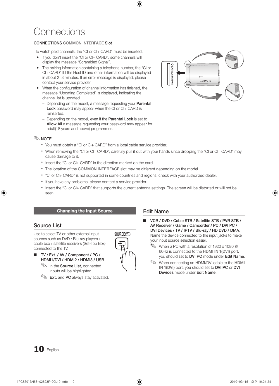 Connections | Samsung PS50C530C1W User Manual | Page 10 / 411