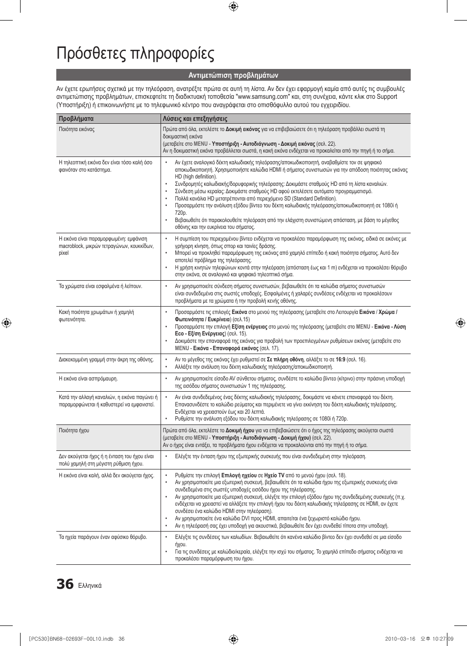 Πρόσθετες πληροφορίες | Samsung PS50C530C1W User Manual | Page 159 / 411