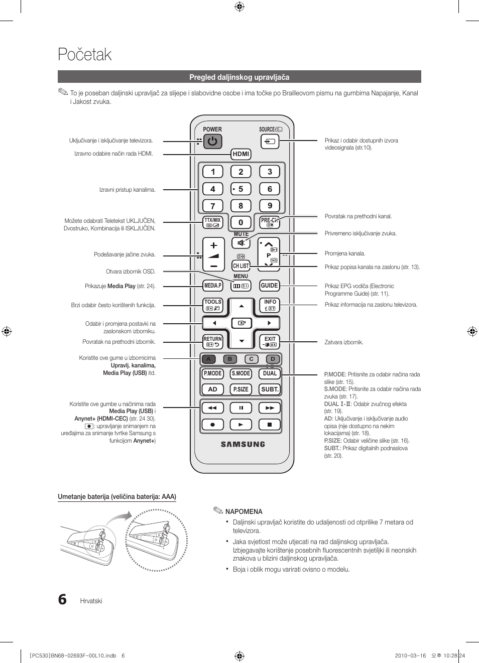 Početak | Samsung PS50C530C1W User Manual | Page 211 / 411