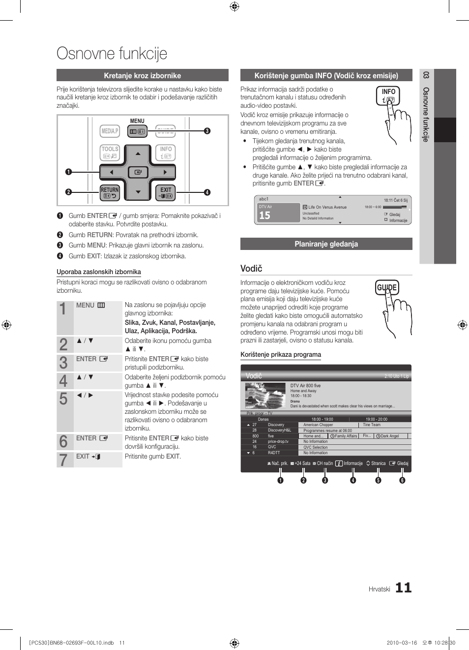 Osnovne funkcije, Vodič | Samsung PS50C530C1W User Manual | Page 216 / 411