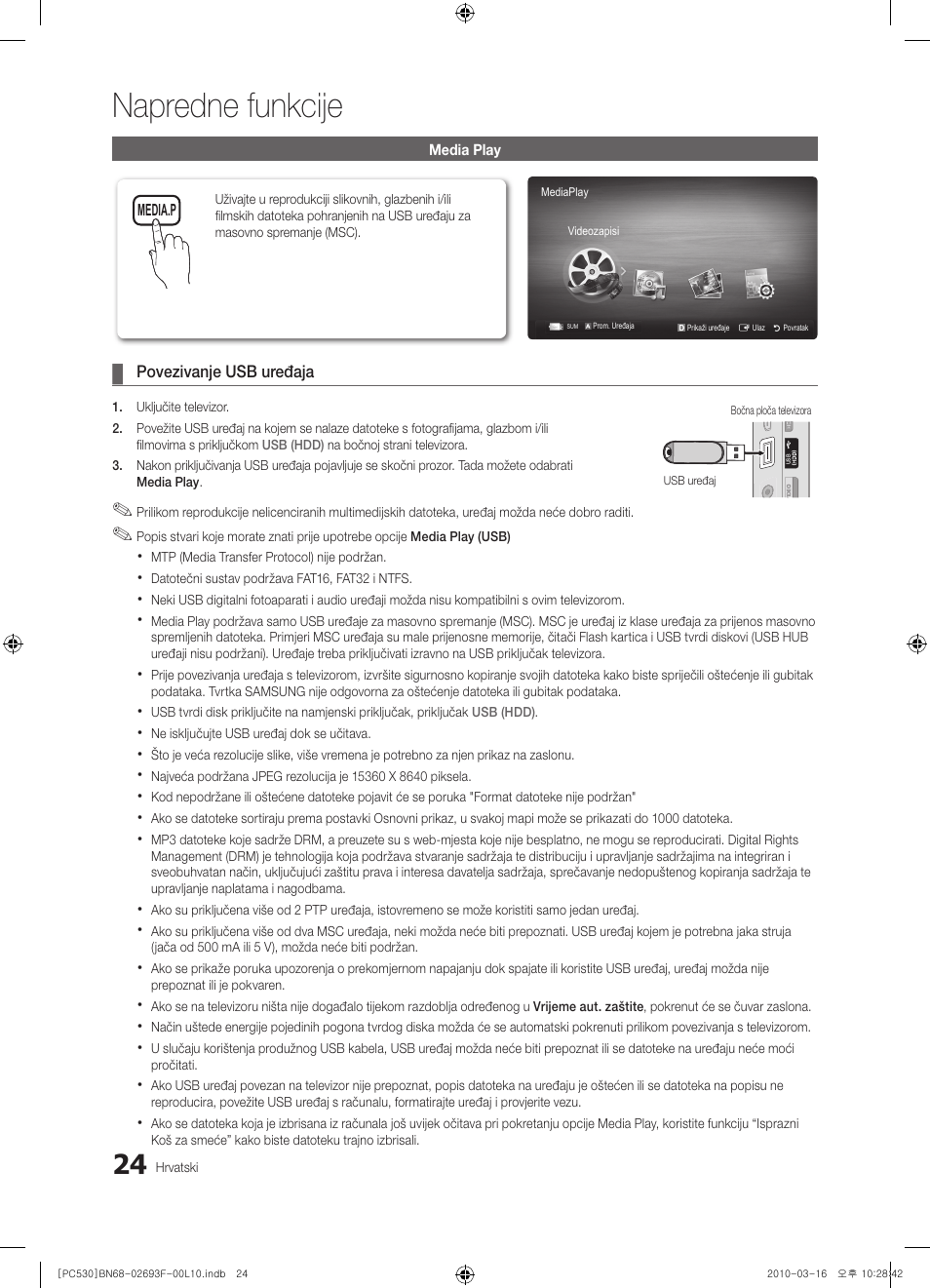 Napredne funkcije | Samsung PS50C530C1W User Manual | Page 229 / 411