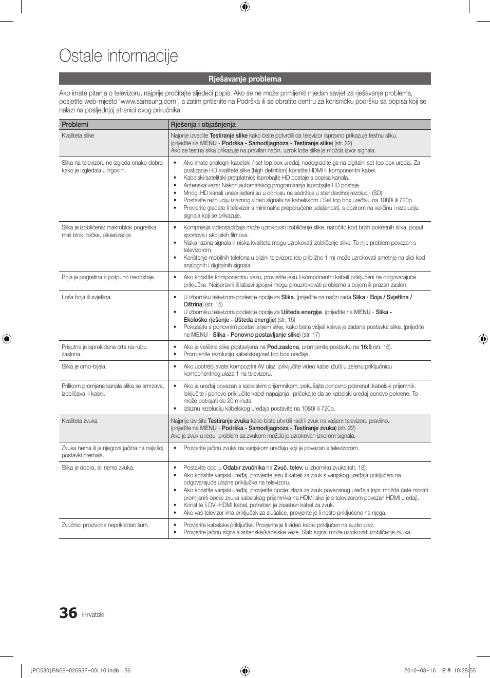 Ostale informacije | Samsung PS50C530C1W User Manual | Page 241 / 411