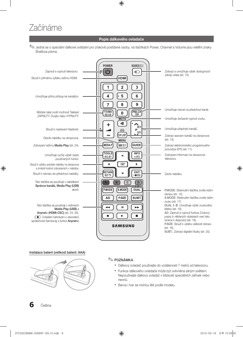 Začínáme | Samsung PS50C530C1W User Manual | Page 252 / 411