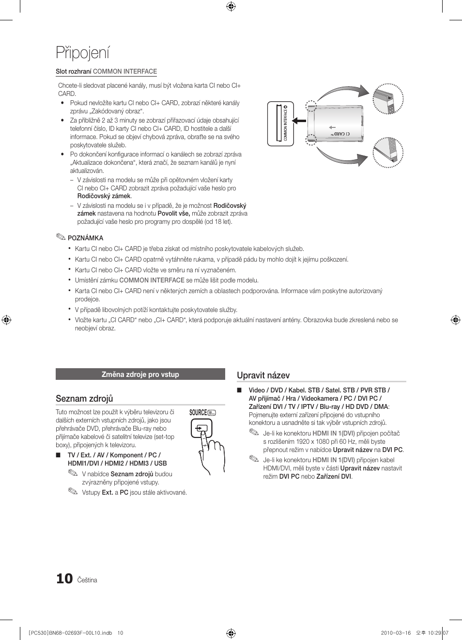 Připojení | Samsung PS50C530C1W User Manual | Page 256 / 411