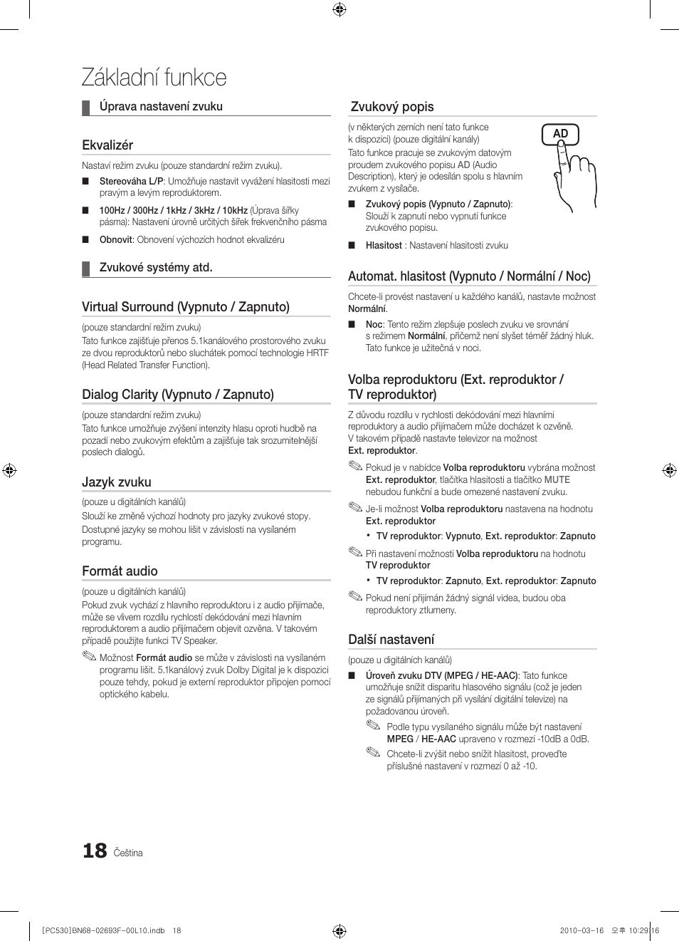 Základní funkce | Samsung PS50C530C1W User Manual | Page 264 / 411