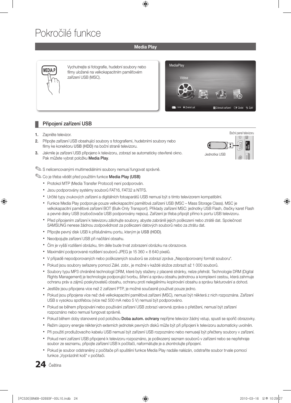 Pokročilé funkce | Samsung PS50C530C1W User Manual | Page 270 / 411