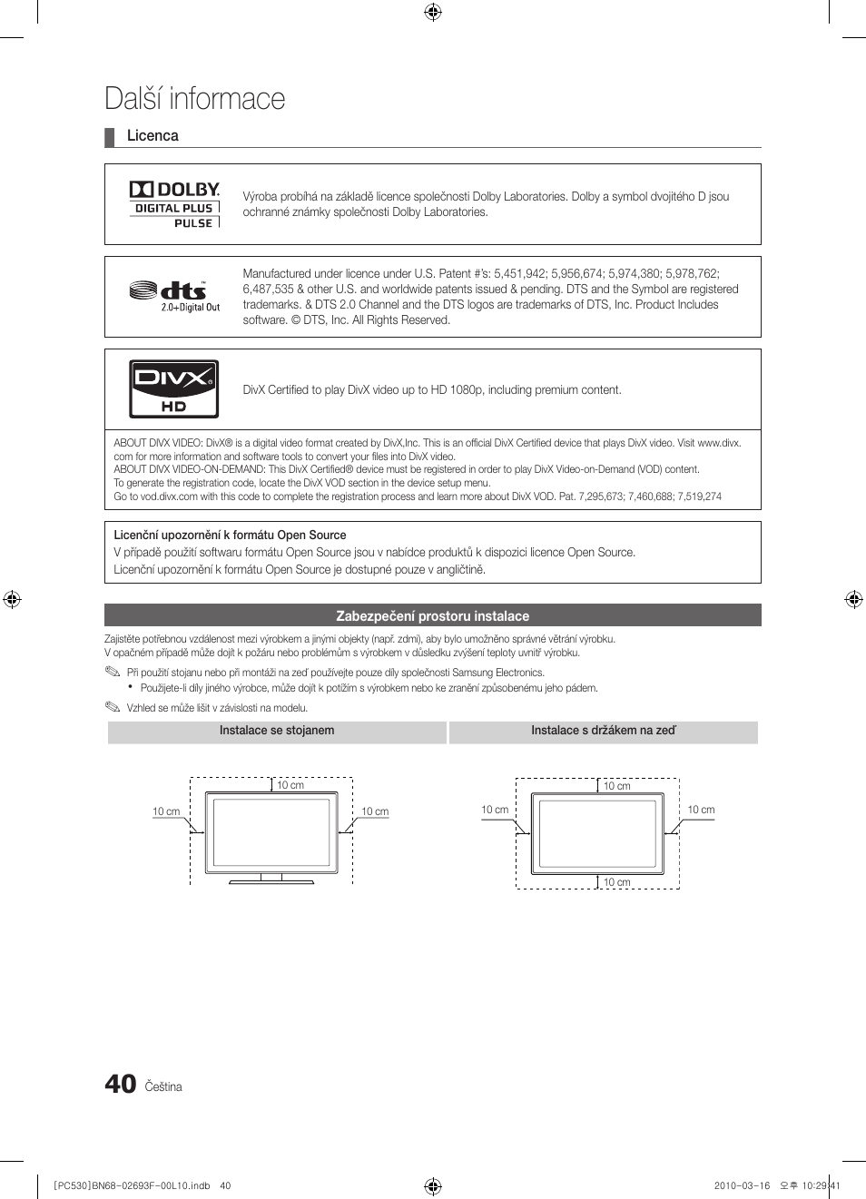 Další informace | Samsung PS50C530C1W User Manual | Page 286 / 411