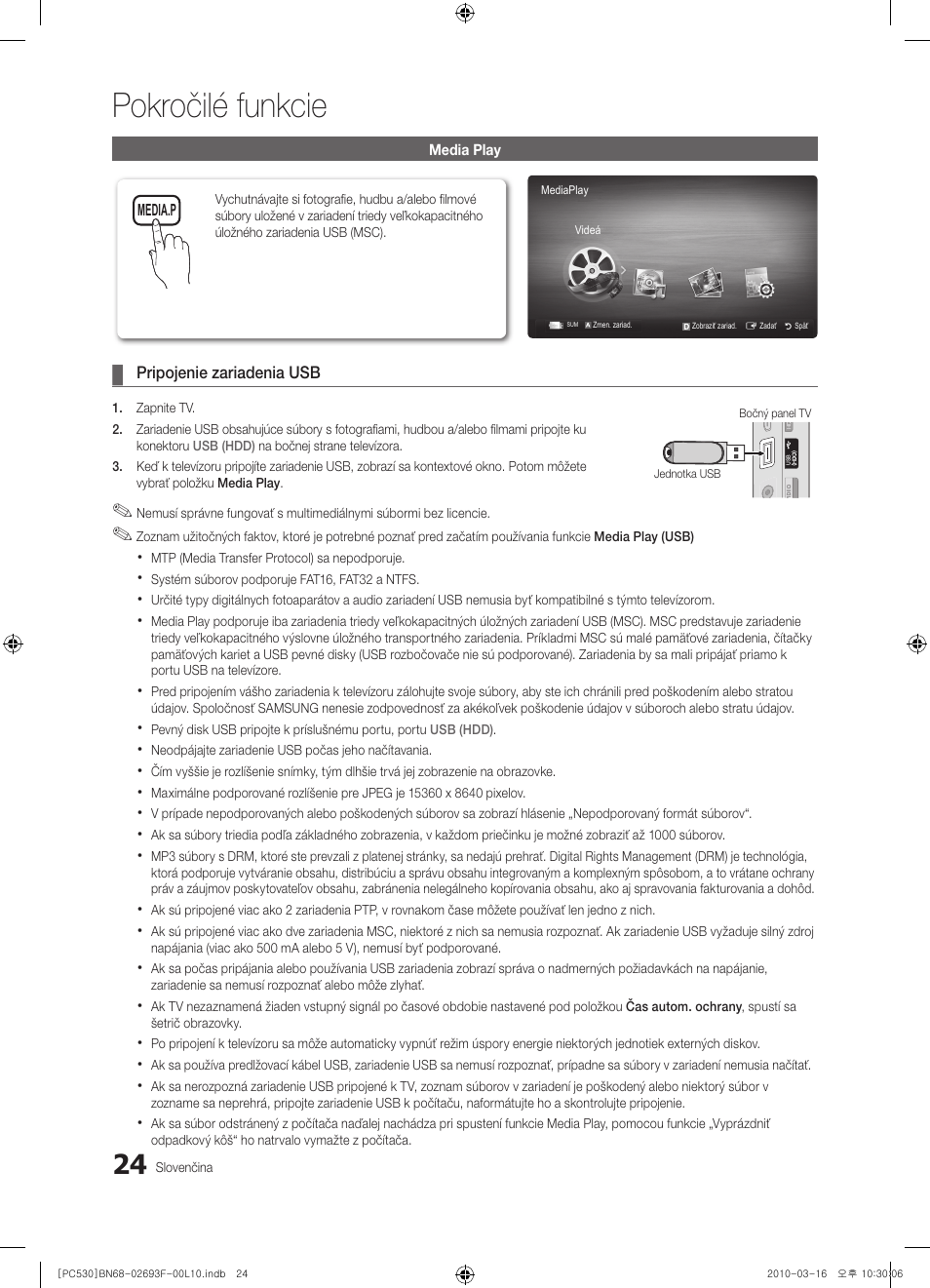 Pokročilé funkcie | Samsung PS50C530C1W User Manual | Page 311 / 411