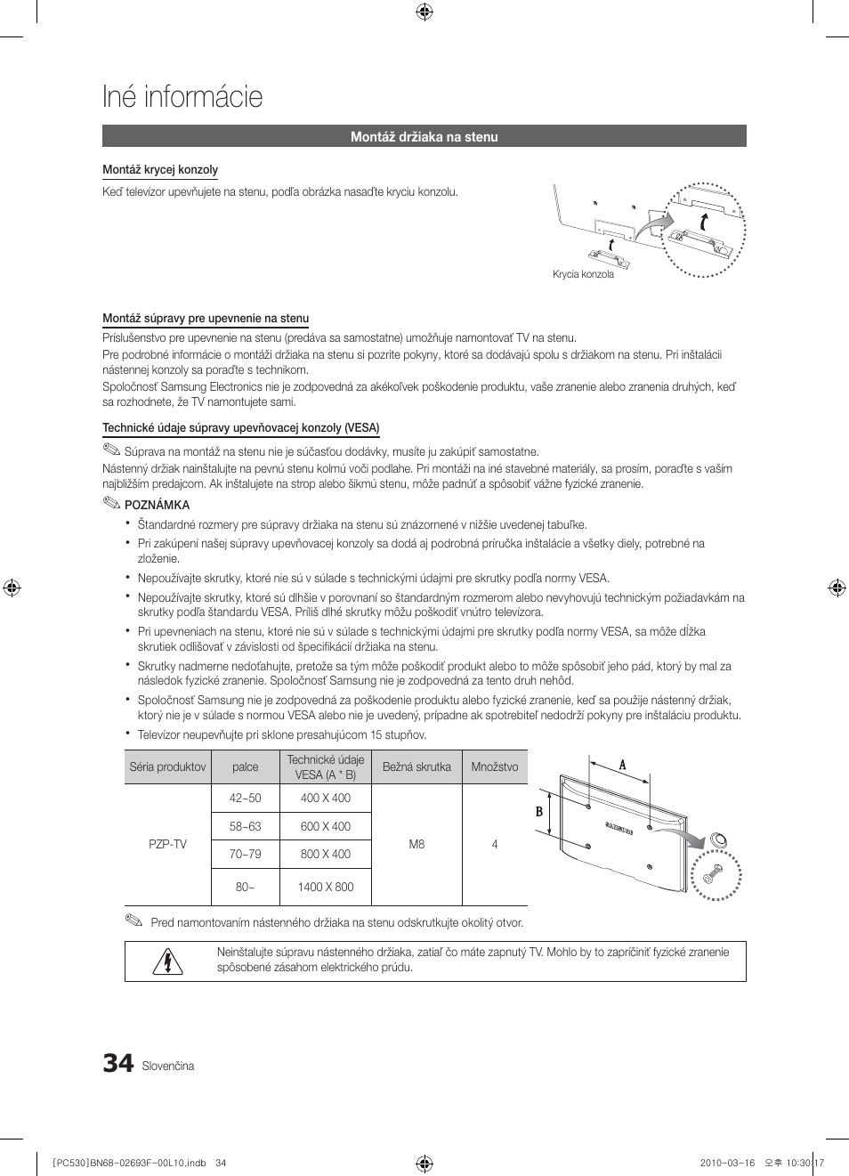 Iné informácie | Samsung PS50C530C1W User Manual | Page 321 / 411