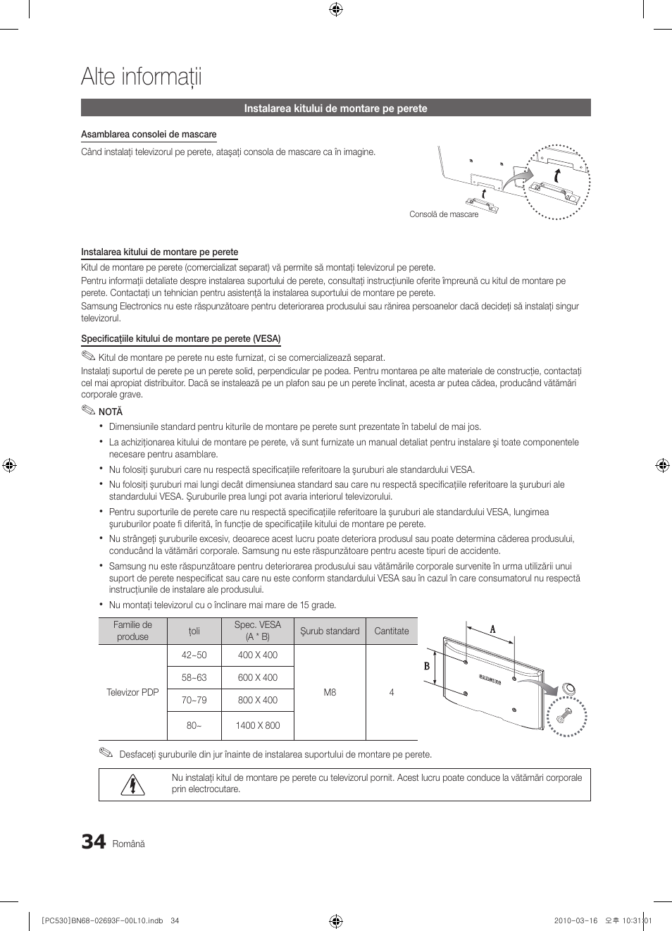 Alte informaţii | Samsung PS50C530C1W User Manual | Page 362 / 411