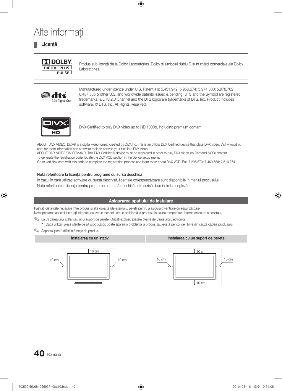 Alte informaţii | Samsung PS50C530C1W User Manual | Page 368 / 411