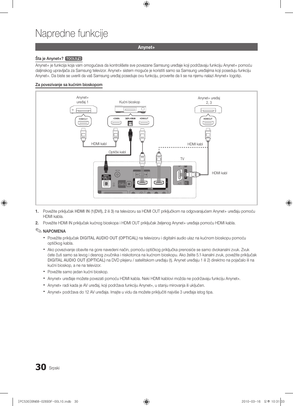 Napredne funkcije | Samsung PS50C530C1W User Manual | Page 399 / 411